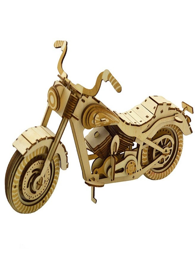 Bitopbi 3D Wooden Puzzles Laser Engraving DIY Safe Assembly Constructor Kit Toy for Teens and Adults (Motorcycle) - Image 3